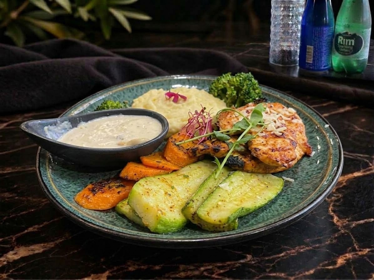 Chicken mushrooms plate